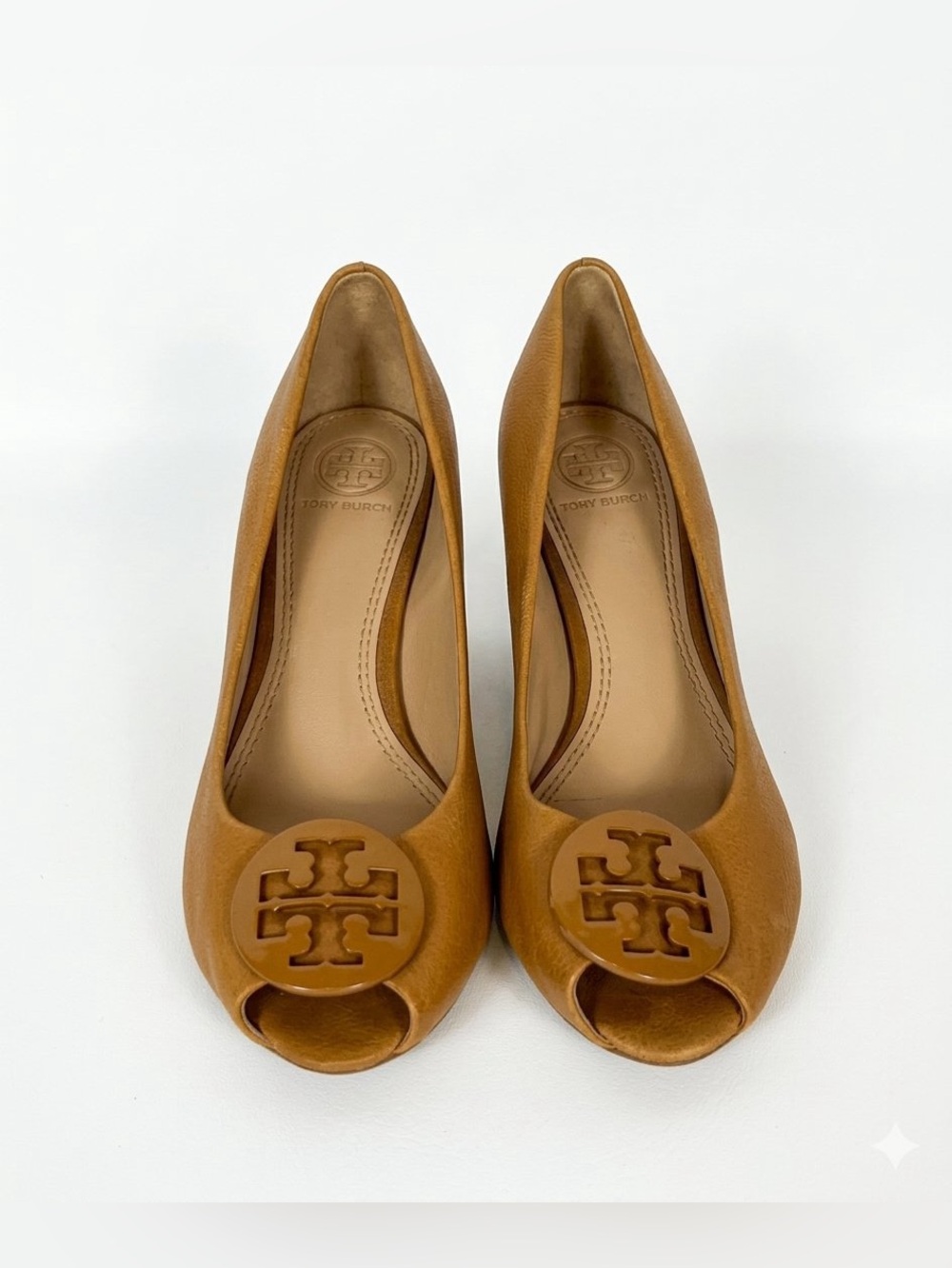 Tory Burch Leather Sally Peep-Toe Wedge Pump Women’s Size 6 1/2